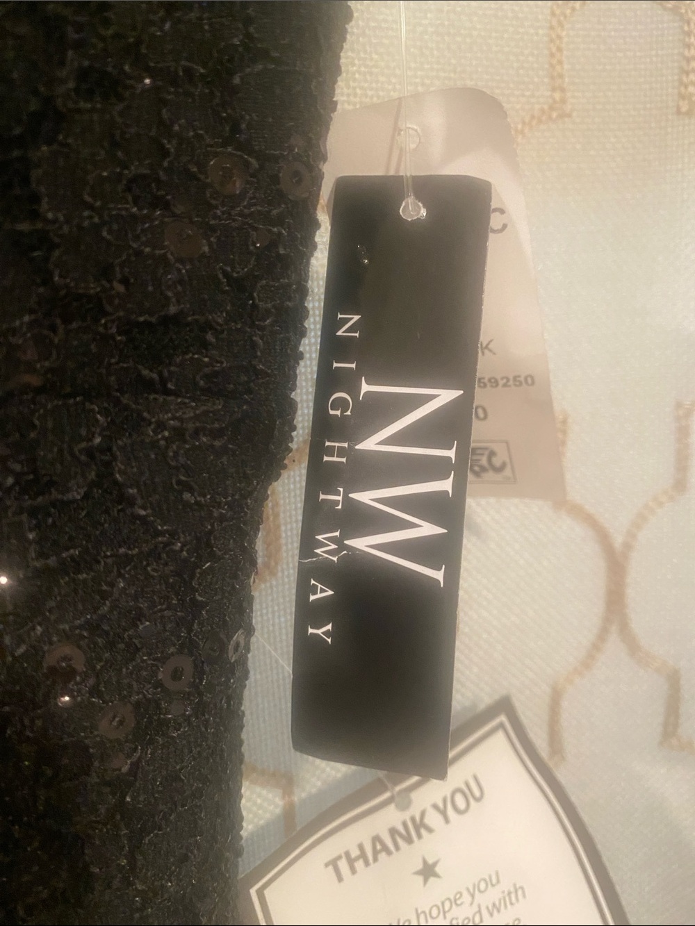 Nightway Black Sequin Evening Dress